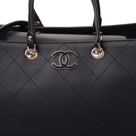 chanel large shopping bag black.